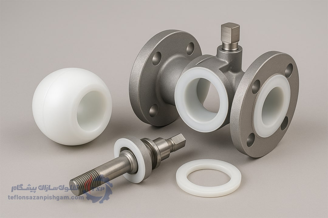 ساختار شیر توپی لاین شده PTFE - تفلون‌سازان پیشگام