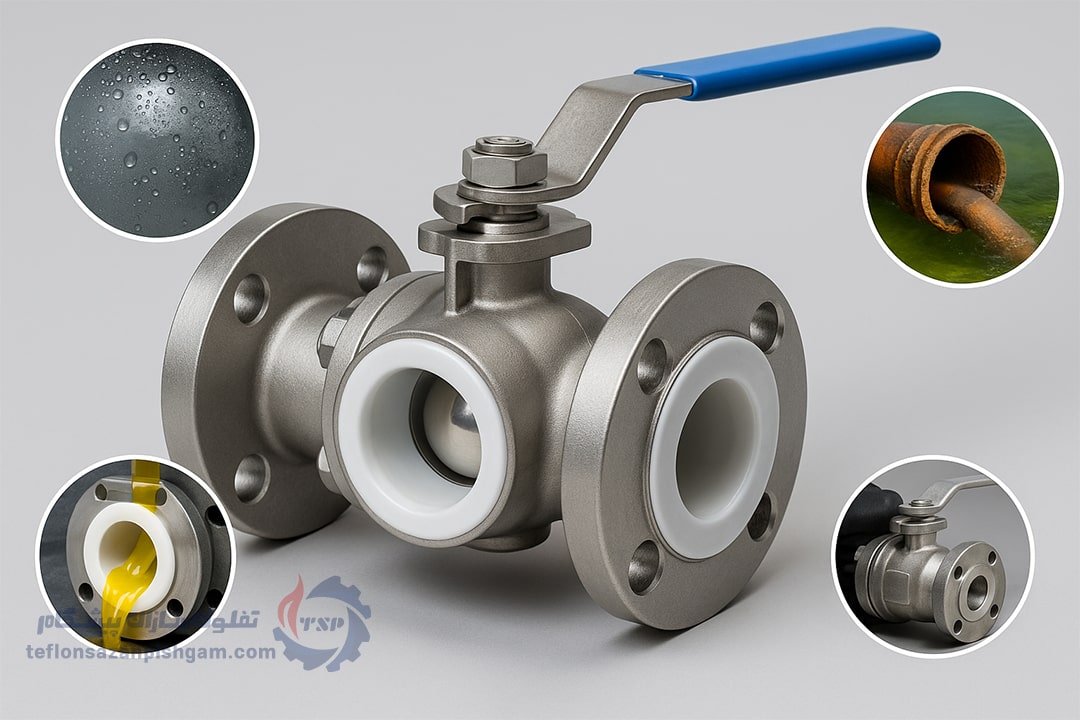 مزایای شیر توپی لاین شده PTFE - تفلون‌سازان پیشگام