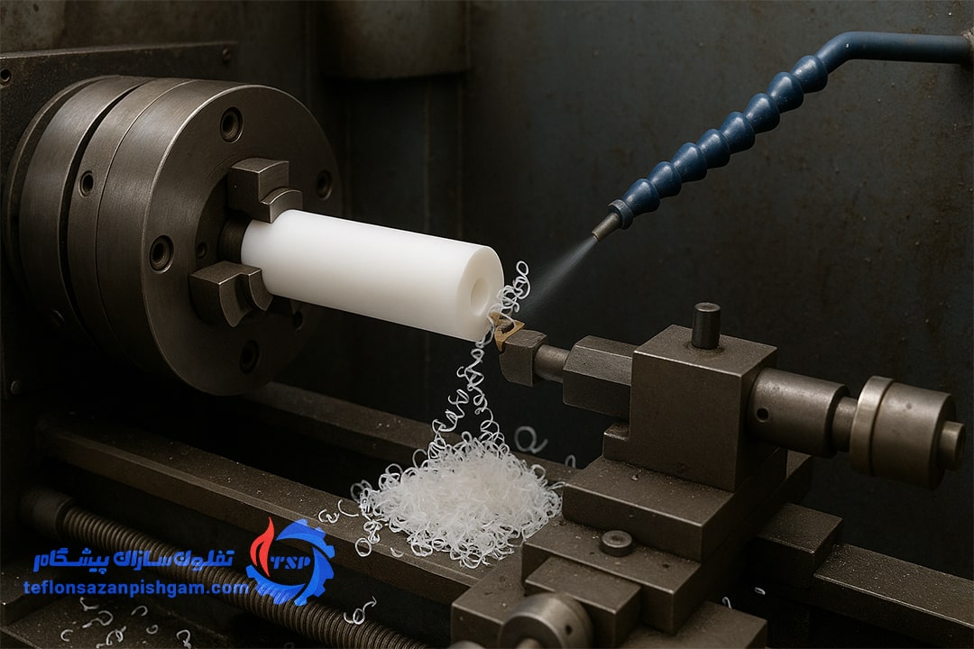 نمایی از تولید میلگرد تفلون PTFE - تفلون‌سازان پیشگام